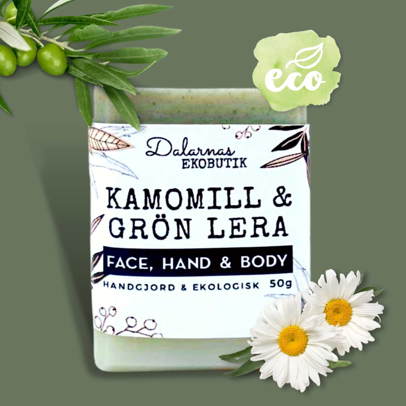 Kamomill & Grön Lera, ekologisk hantverkstvål - Dalarnaseko.se
