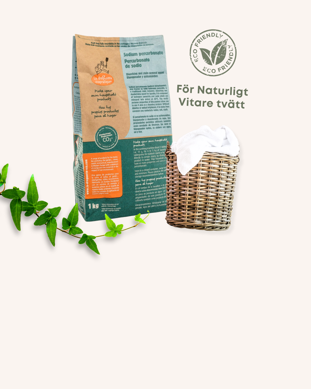 Natriumperkarbonat 1 kg, för naturligt vitare tvätt