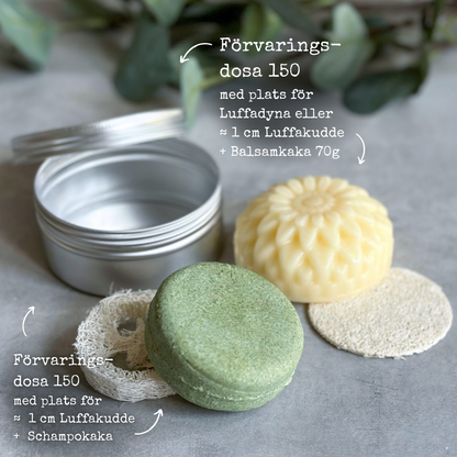 Storage box with space for a loofah cushion